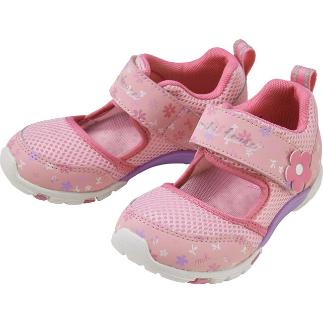 Kids Floral Mesh Sandals, Pink - Sandals - 1