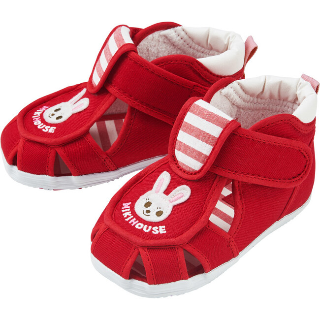 Bunny Closed Toe Cotton Sandal, Red - Sandals - 1