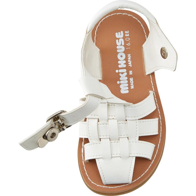 Kids Soft Leather Sandal, White - Sandals - 7