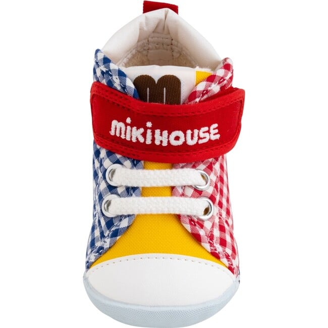 Patchwork Gingham High Top First Walker Shoes, Multi - Sneakers - 6