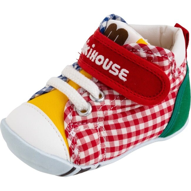 Patchwork Gingham High Top First Walker Shoes, Multi - Sneakers - 8