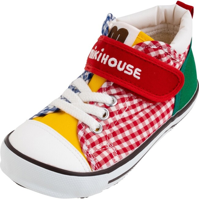 Patchwork Gingham Kids High Top sneaker, Multi - Sneakers - 8