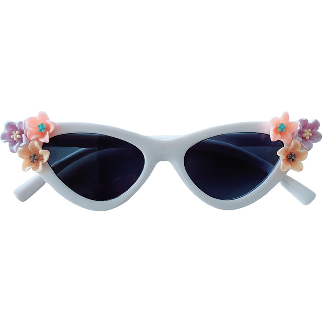 Flirty Flower Elle Cat Eye Sunnies, White - Sunglasses - 1 - zoom
