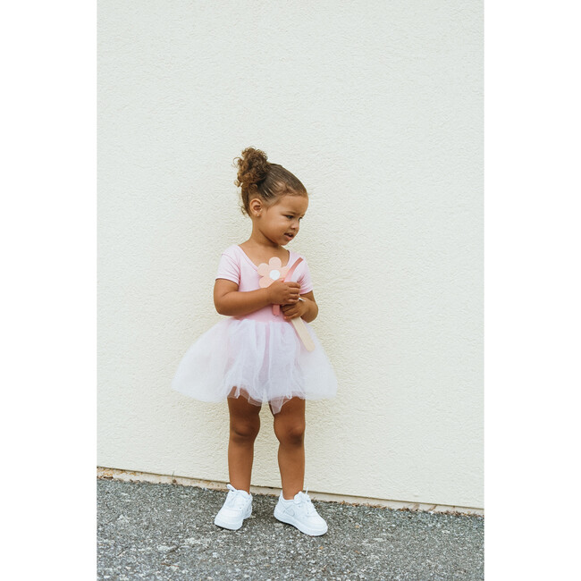 Short Sleeve Tutu Dress with Tulle Skirt, Blush Light Pink - Dresses - 3