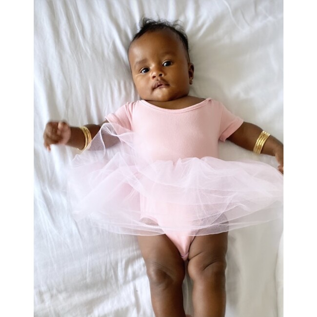 Short Sleeve Tutu Dress with Tulle Skirt, Blush Light Pink - Dresses - 5