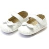 Clara Leather Bow Crib Mary Jane, White - Mary Janes - 1 - thumbnail