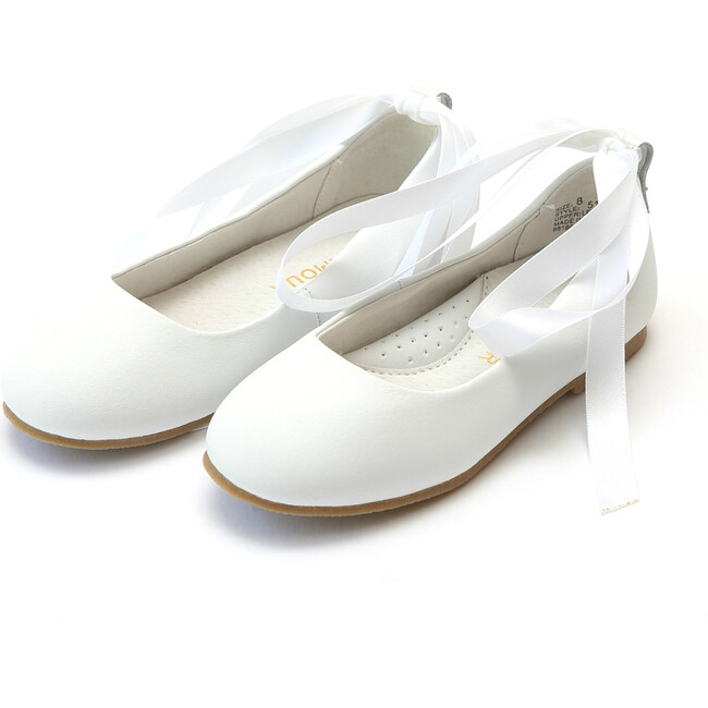 Sylvie Laced Leather Flat, White - Flats - 1 - zoom