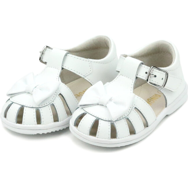 Baby Nellie Bow Sandal, White - Sandals - 1