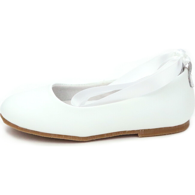 Sylvie Laced Leather Flat, White - L'Amour Shoes | Maisonette