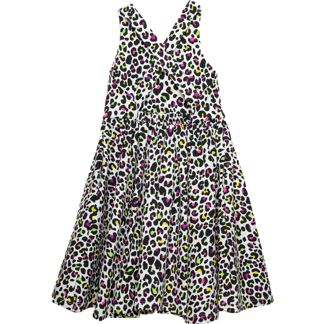 Cross Back Twirly Dress, Neon Cheetah - Dresses - 1