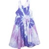 Tie Dye Cross Back Twirly Dress, Purple - Dresses - 1 - thumbnail