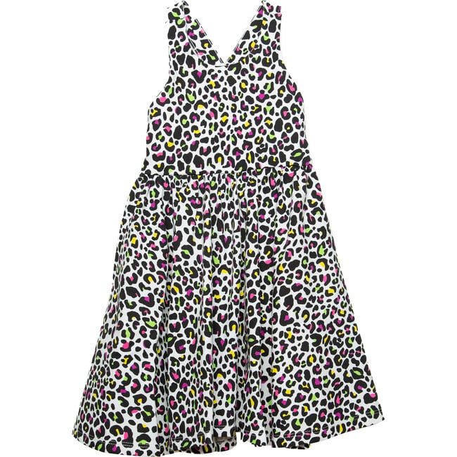 Cross Back Twirly Dress, Neon Cheetah - Dresses - 2