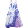 Tie Dye Cross Back Twirly Dress, Purple - Dresses - 2 - thumbnail