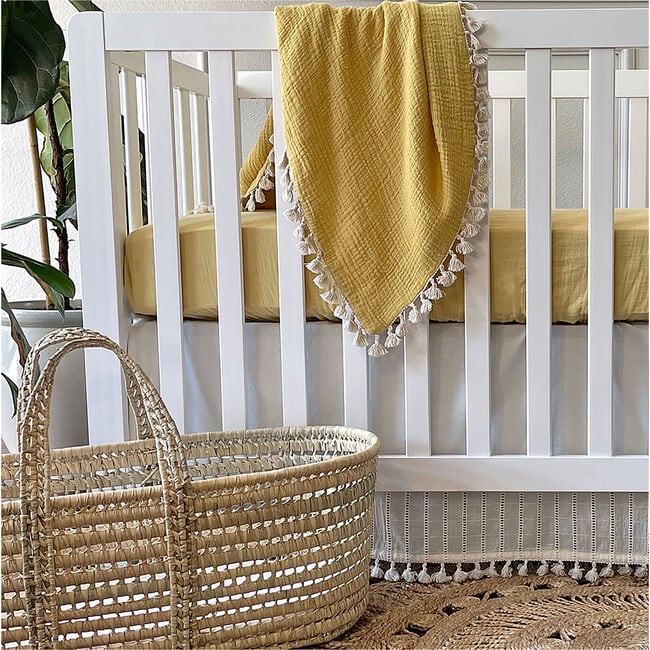 Crib Fitted Sheet, Ochre - Crib Sheets - 6