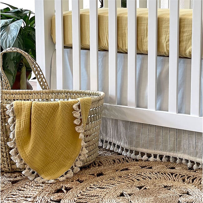 Crib Fitted Sheet, Ochre - Crib Sheets - 7