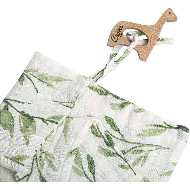 Giraffe Wooden Teether & Muslin Parker Floral Security Blanket, Parker