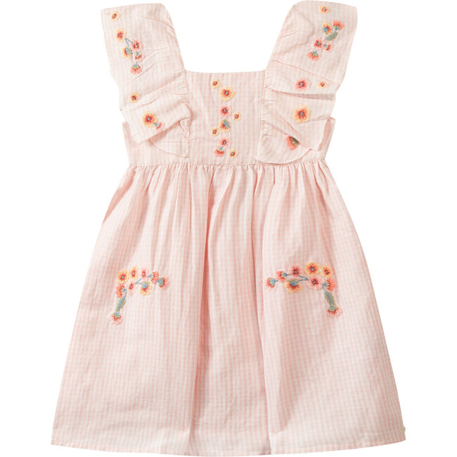 Sleeveless Embroidered Floral Dress, Pink