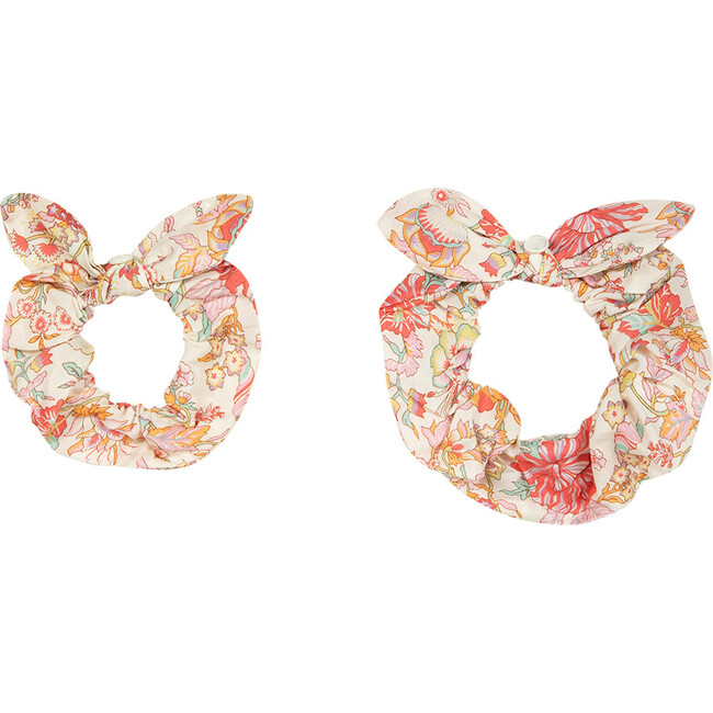 Floral Bow Scrunchies, Pink - Hair Accessories - 1