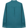 Dark Teal Linen Shirt, Green - Shirts - 2
