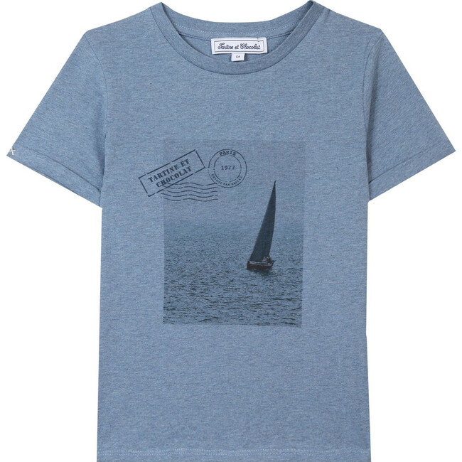 Ocean Blue Cotton T-shirt, Blue