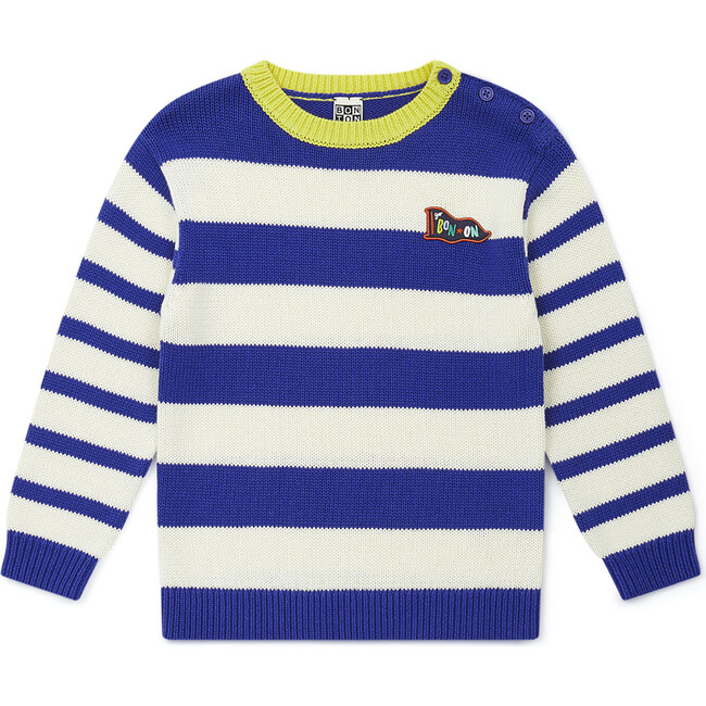 Striped Cotton Sweater, Blue
