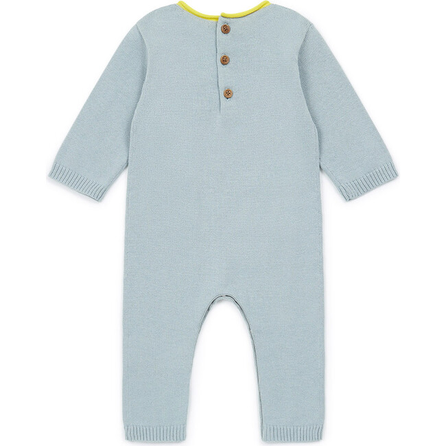 Cotton Knit Pocket Jumpsuit, Blue - Rompers - 2