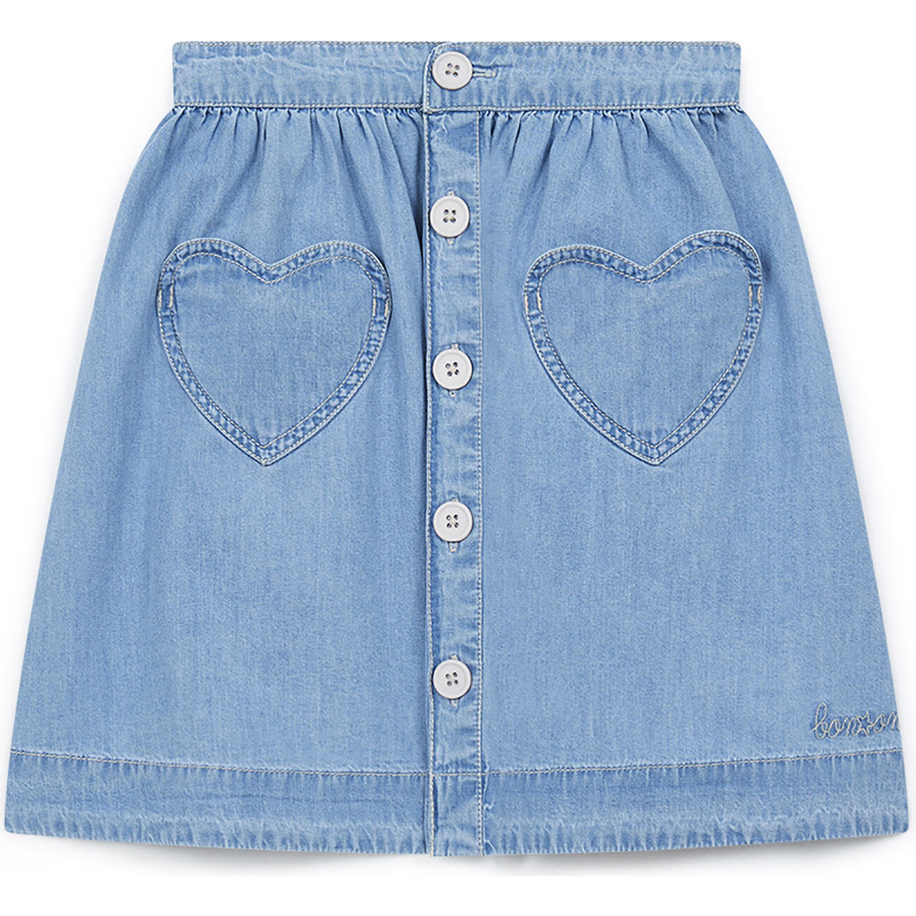 ★2024SS新作★RONRON★BACK HEART POCKET DENIM SKIRT Eden Heart Pockets Skirt, Blue - BONTON Skirts | Maisonette
