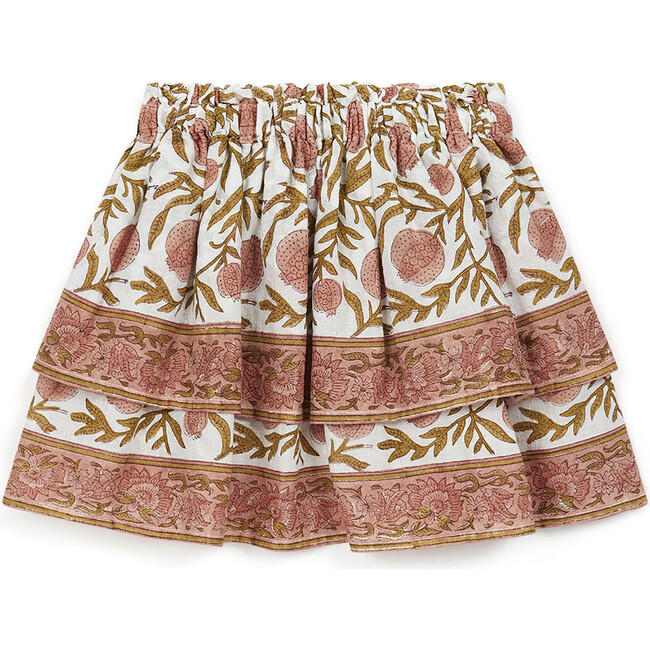Block Print Ruffle Skirt,  Pink