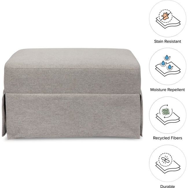 Crawford Gliding Ottoman in Eco-Performance Fabric, Grey Eco-Weave - Ottomans - 3