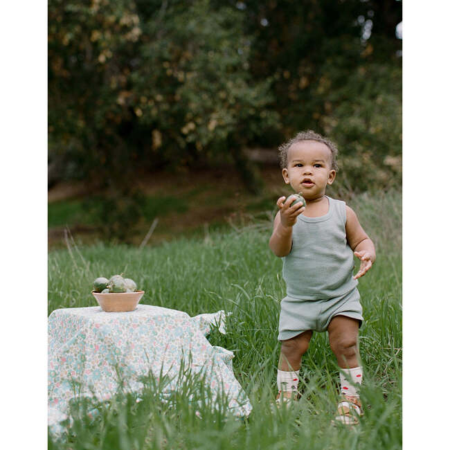 Noble Organic Waffle Tank Set, Sage - Pajamas - 3
