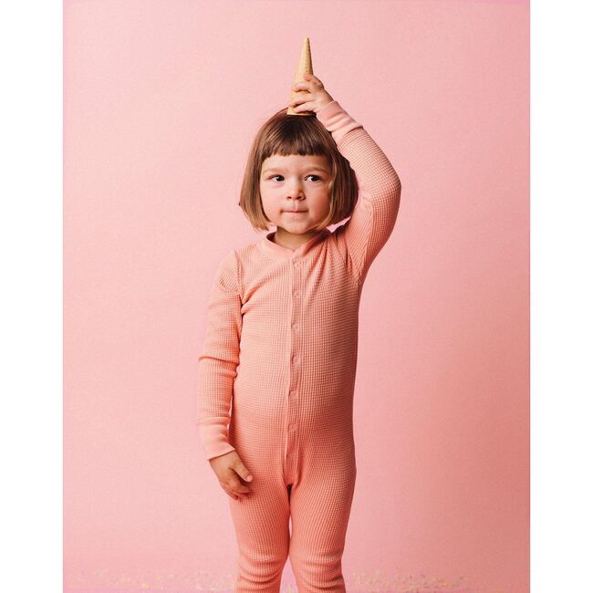 Noble Organic Waffle One-Piece Sleeper, Pink Sea Salt - Onesies - 3