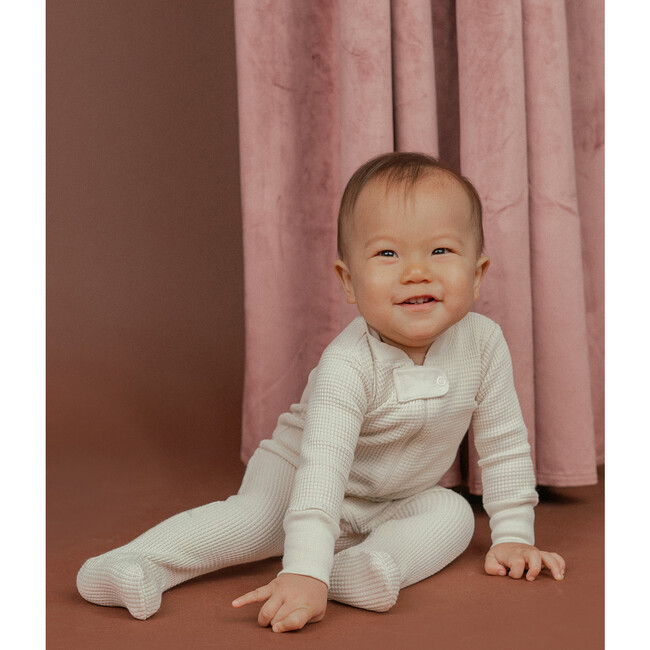 Noble Organic Waffle Footie Sleeper, Oat Milk - Onesies - 3