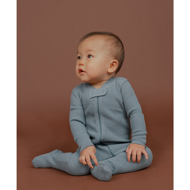 Noble Organic Waffle Footie Sleeper, Blue Moon - Onesies - 4