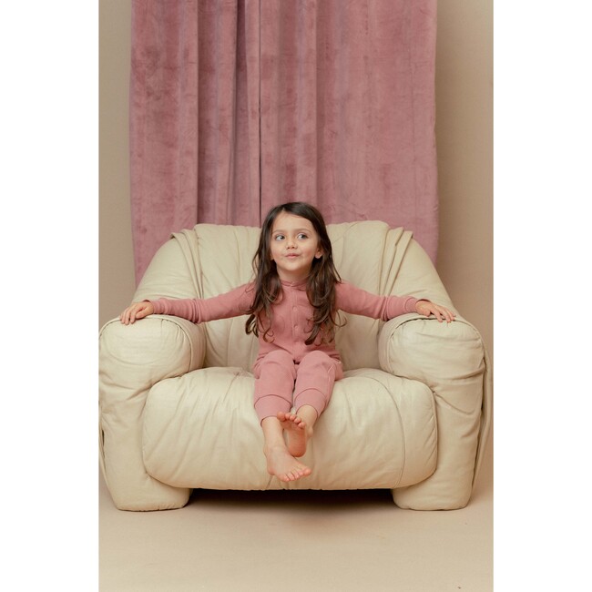 Noble Organic Waffle One-Piece Sleeper, Dusty Rose - Onesies - 4