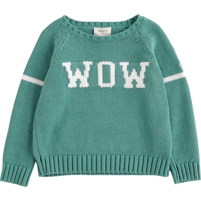 "Wow" Retro Vibes Sweater, Green