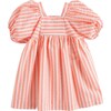 Puff Sleeve Striped Dress, Pink - Dresses - 1 - thumbnail