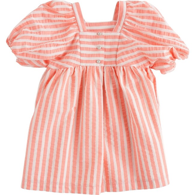 Puff Sleeve Striped Dress, Pink - Dresses - 3