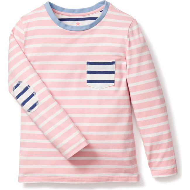 Elbow Patch Tee, Sunset Pink Stripe