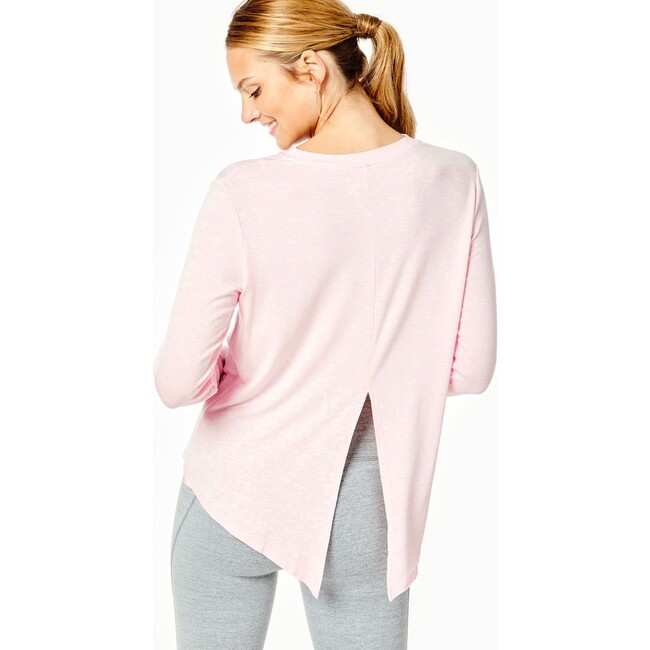 Women's Tie Back Long Sleeve Heather Pink - Shirts - 3
