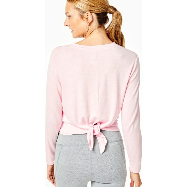 Women's Tie Back Long Sleeve Heather Pink - Shirts - 4