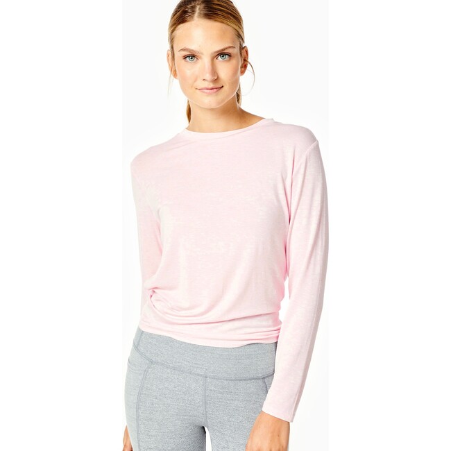 Women's Tie Back Long Sleeve Heather Pink - Shirts - 5