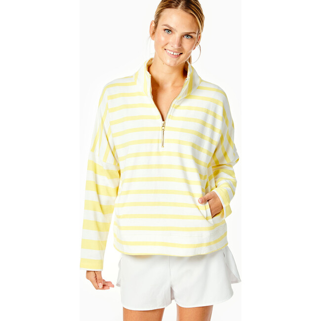 Women's Delancey Pullover, Volly Yellow/ White - Sweatshirts - 4
