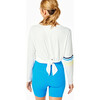 Women's Tie Back Long Sleeve, White/Multi - Shirts - 4