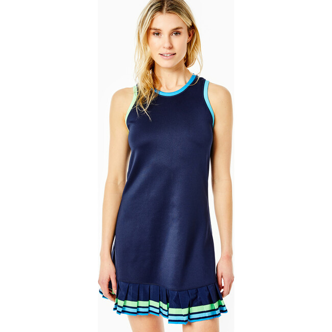 Women's Court Dress, Navy/ Bright Blue/ Electric Teal/ Limelight - Dresses - 4