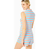 Women's Surf Romper, Americana Blue Stripe - Dresses - 3