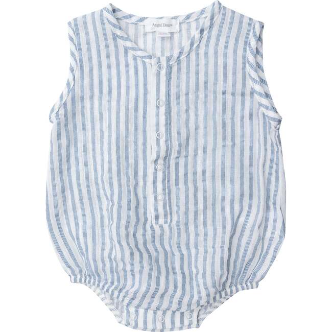 Nautical Ticking Stripe Henley Bubble Bodysuit - Onesies - 1