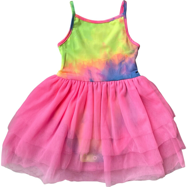 Tank Top Tutu Dress with Tulle Skirt, Neon Tie Dye