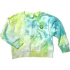Tie Dye Neon Smiley Patch Crew Neck Sweatshirt, Yellow Green and Blue Tie Dye - Sweatshirts - 1 - thumbnail
