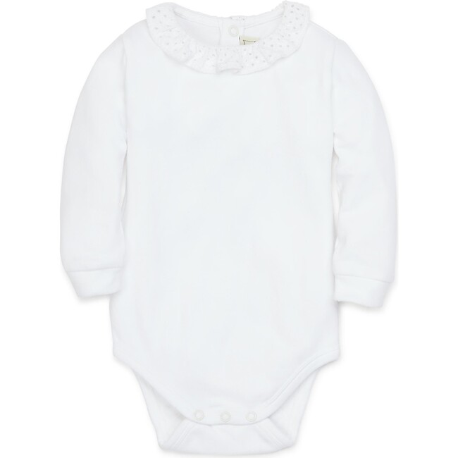 Embroidered Collar Baby Body, White