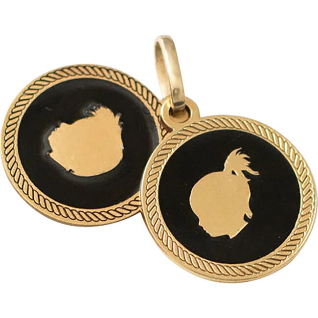 Women's 14K Gold Silhouette Enamel Medallion, Robe Border